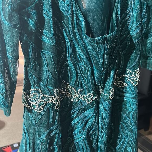 Montage by Mon Cheri Emerald Green Full Length Gown with Custom Sash - Picture 13 of 16